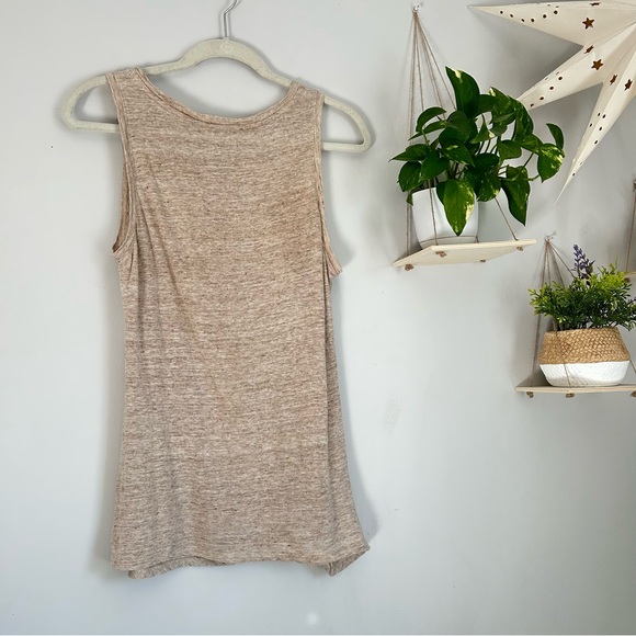 🩷ATHLETA 100% LINEN TAN CHIC TANK TOP SIDE KNOT TWIST ZEPHYR TOP SIZE SMALL SAND - Picture 4 of 8